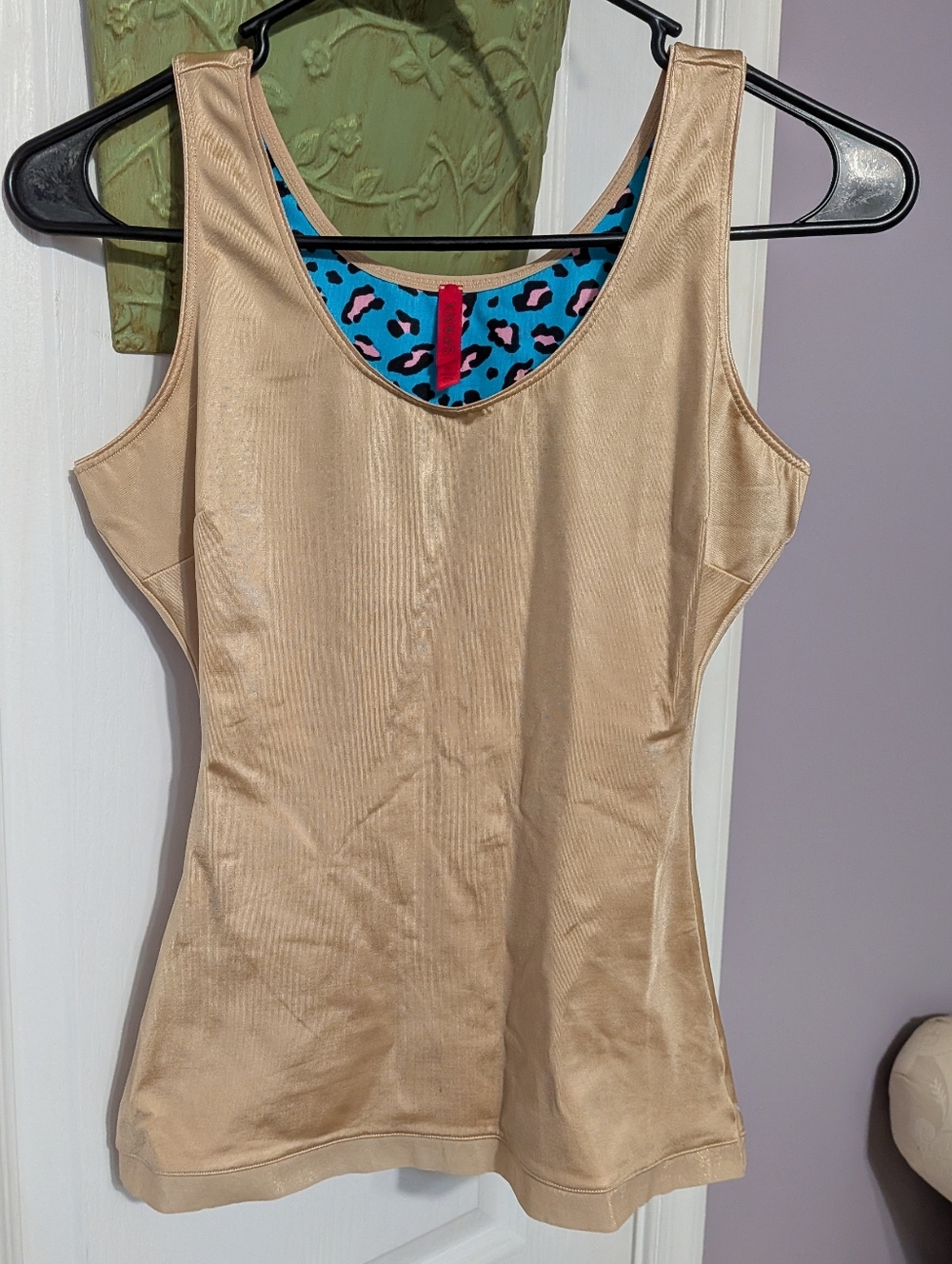SPANX Nude Tank Top with Blue Leopard Lining